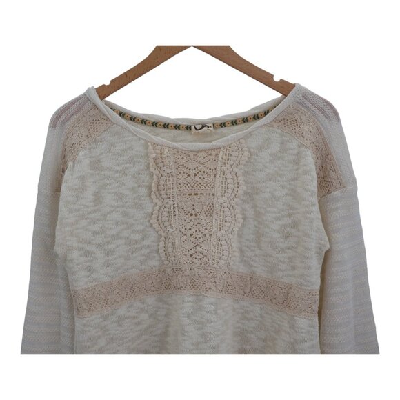 Anthropologie One September Crocheted Heirloom Ivory Lace Pullover Sweater Large - Picture 3 of 7